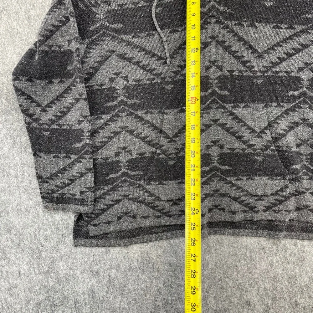 Lucky Brand Sweater Mens XL Gray Black Southwestern Geometric Knit Aztec Print